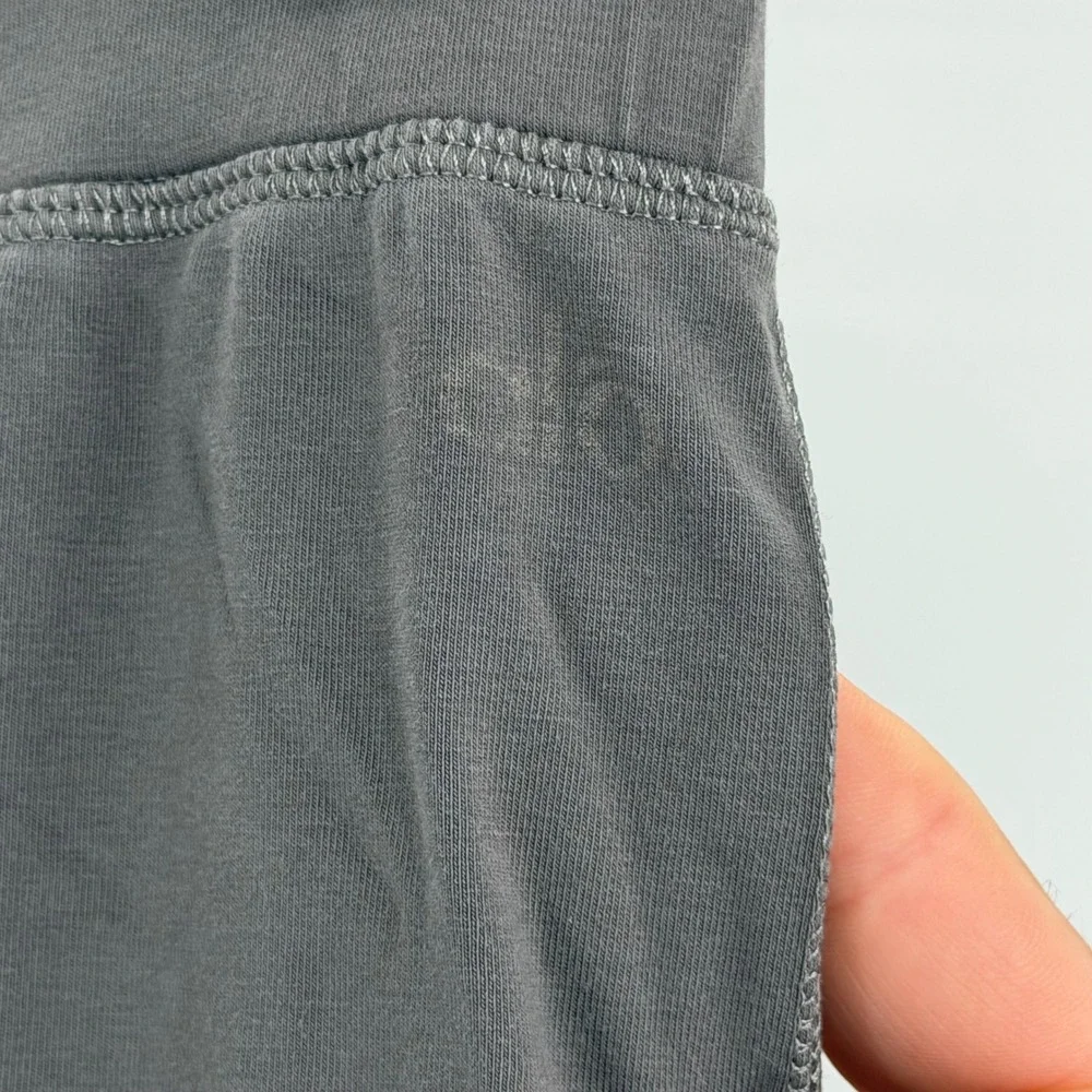 Alo Yoga Leggings Women Large Gray Ruched Drawstring Hem Yoga Pants Workout Gym